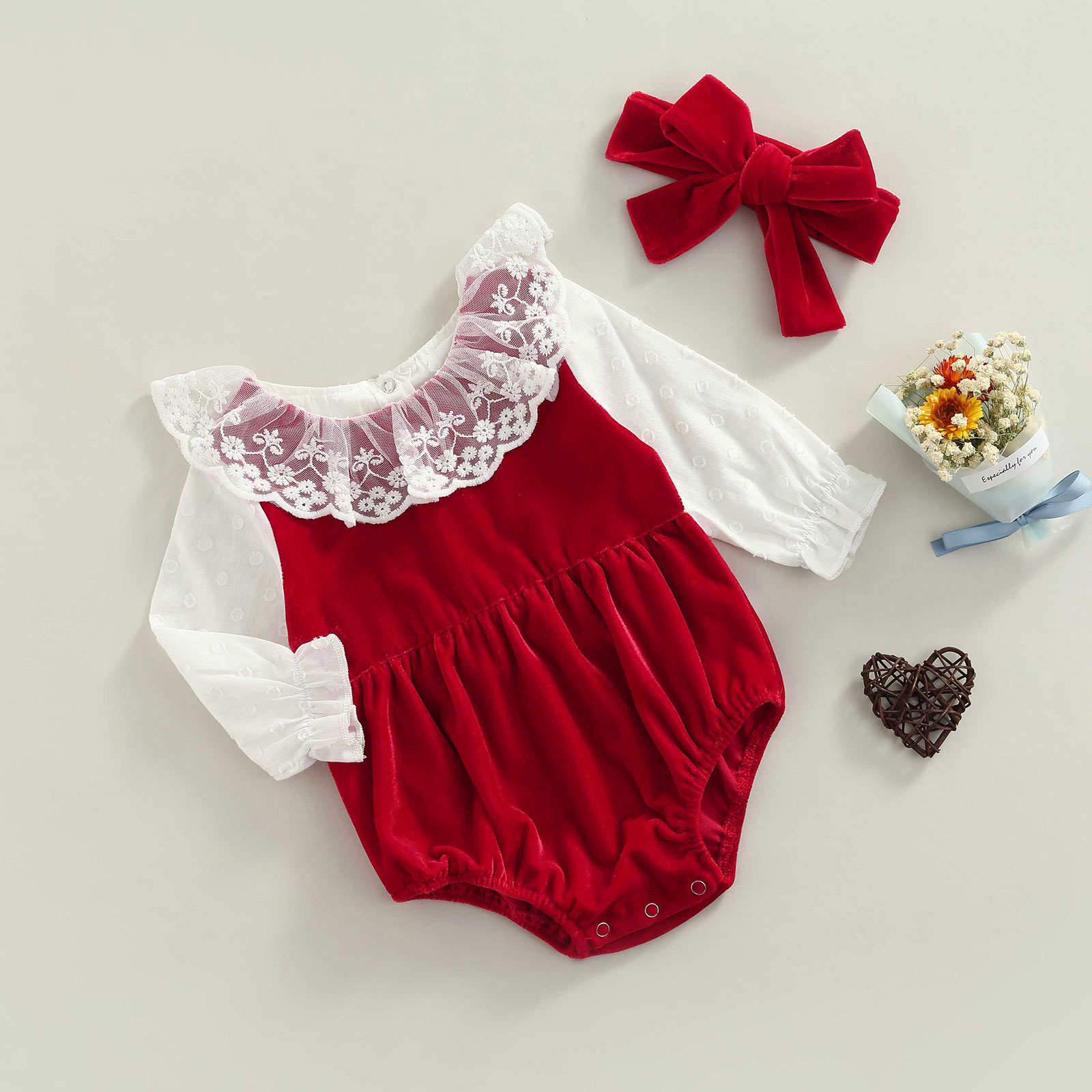 Baby Products Essential - Весенне-зимние комбинезоны для новорожденных девочек, бархатные